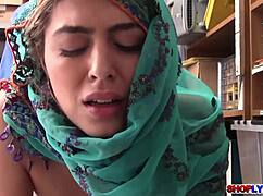 Muslim thief Audrey bangs tough in her slit hd sex